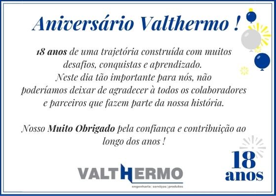 Aniversário 18 anos Valthermo